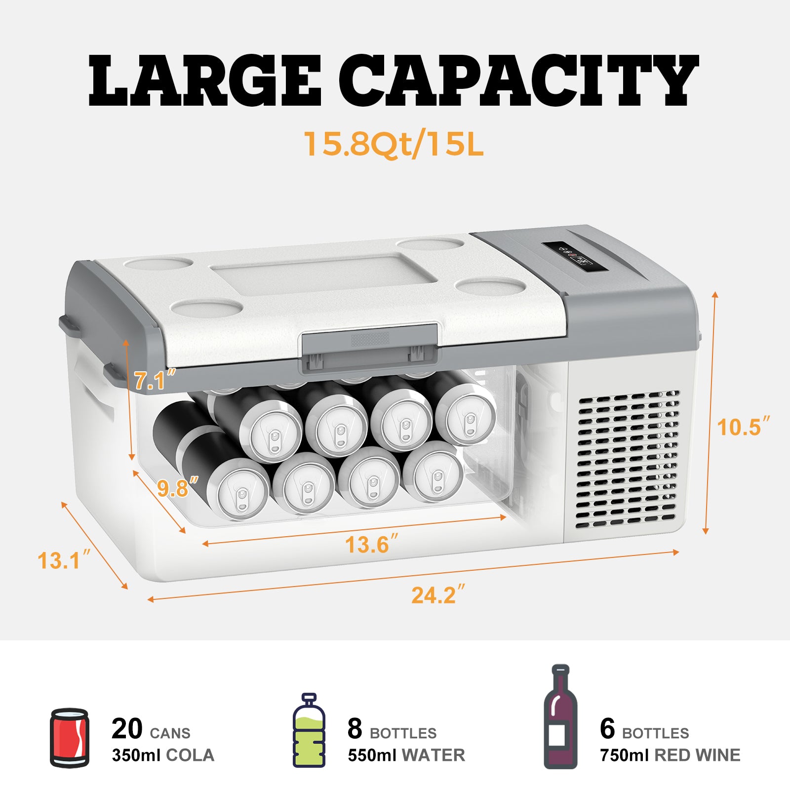 Early Bird | Setpower 15.8Qt MC15 White 12V Refrigerator For Short Trips - $135 Only