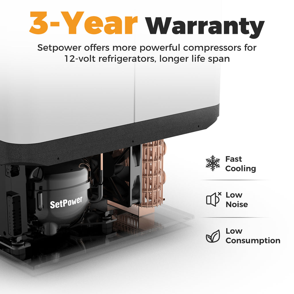 Setpower PT45 Portable Refrigerator with High-quality Compressor, 45Liters Compact Refrigerator, DC 12/24V, AC 110-240V, 0℉ to 50℉, Home & Car Use