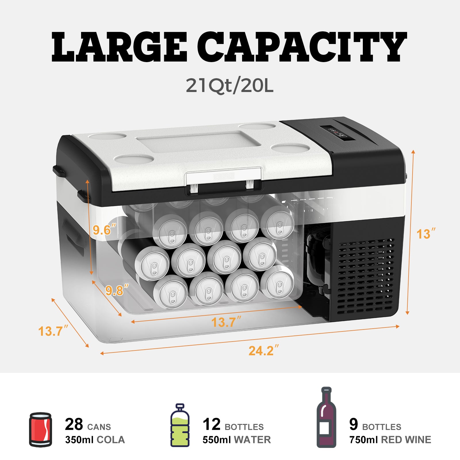 Early Bird | Setpower 21Qt MC20 Black Portable Fridge 12V Refrigerator - $159 Only