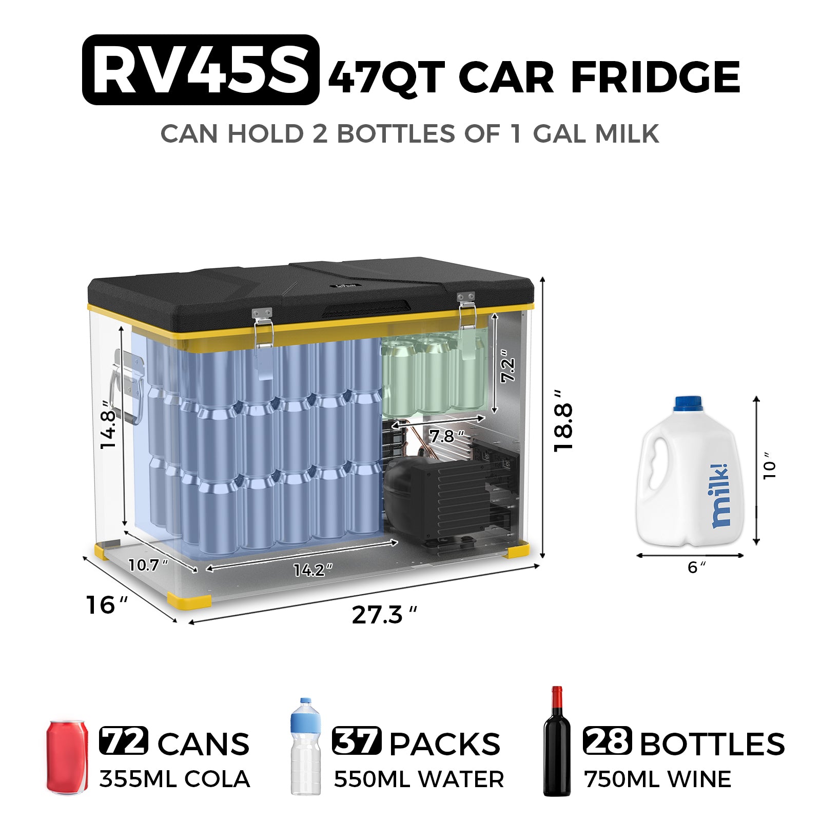 EUHOMY 12 Volt Car Refrigerators,47 QT(45L) RV Refrigerator